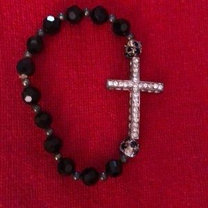 Bead and Crystal Cross Bracelet